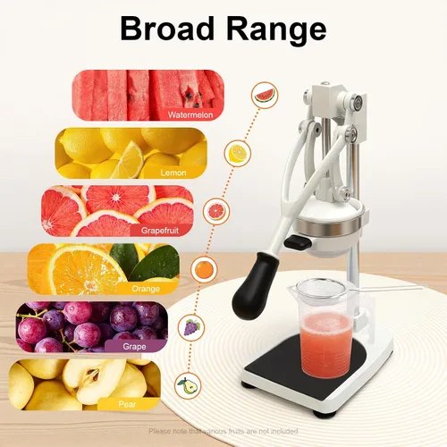 Miniatura 9 de Exprimidor de hierro fundido, exprimidor manual resistente con base estable, prensa comercial de cítricos para naranja, limón, lima, pomelo
