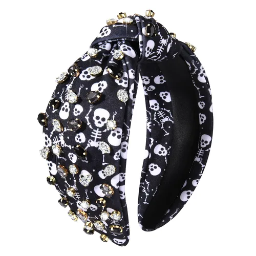 Miniatura 7 de PHALIN Diadema de Halloween para mujer, accesorios de Halloween con diamantes de imitación, caramelo, calabaza, fantasma, diadema anudada