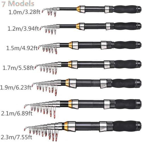 Miniatura 2 de Toasis Pesca Spinning Baitcast Rod Telescópica Pesca Caña 7 Modelos