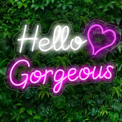 Letreros de neón Hello Gorgeous para decoración de pared, con interruptor de atenuación - para dormitorio de niñas, decoración de cuarto de