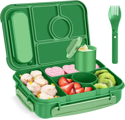 Miniatura 9 de Amathley Lonchera Bento para Adultos, Lonchera para Niños, Recipientes para Almuerzo para Adultos/Niños/Niños Pequeños, Lonchera Bento de 5 Azul