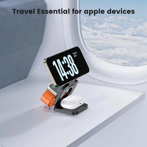 Miniatura 5 de Estación de carga 3 en 1 para Apple, cargador portátil Mag-Safe, cargador de viaje plegable para múltiples dispositivos Apple, para iPhone 16, 15