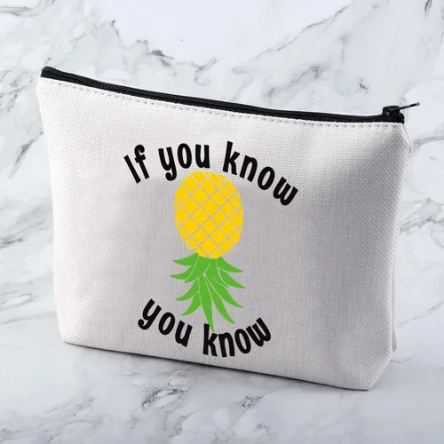 Miniatura 4 de MNIGIU Bolsa de cosméticos divertida de piña al revés Bolsa de maquillaje de piña Swinger Regalo de fiesta de regalo, Piña al revés., Monedero