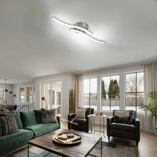 Miniatura 3 de EDISLIVE Moderna lámpara de techo LED regulable curva, 2 luces de 22.5 pulgadas, lámpara de techo minimalista LED empotrada para dormitorio