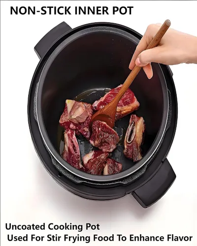 Miniatura 7 de Olla a presión eléctrica, 6 litros, olla de estofado lenta con función de reserva de 24 horas, arrocera 10 en 1, wok, pastel, yogur, etc., acero