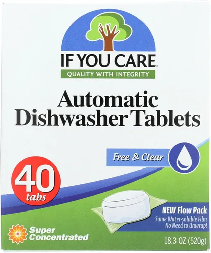 If You Care Tabletas para lavavajillas, 40 unidades, potentes, a base de plantas, concentradas, biodegradables, detergente natural para limpiar