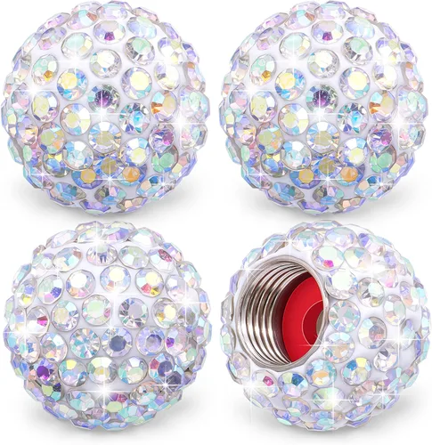4 piezas de tapas de vástago de válvula de neumático con cristal brillante y diamante, tapas de válvula de neumático de rueda de coche con brillo de