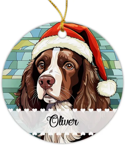 Miniatura 13 de Airedale Terrier - Adorno de Navidad para perro, regalo para Acción de Gracias, perros personalizados con sombrero de Navidad, adornos de Airedale