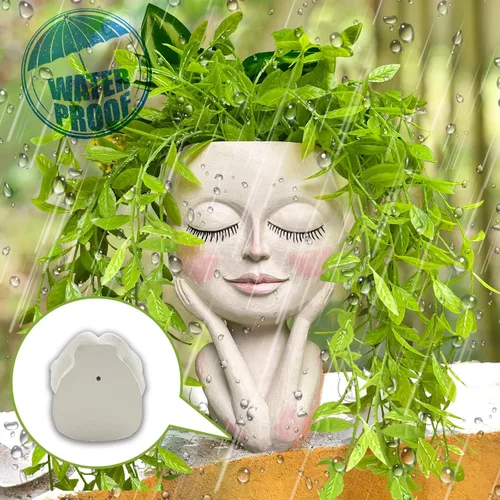Miniatura 2 de Macetas Cara de Plantas en Forma de Cabeza - Lindas Macetas para Suculentas, Macetas para Plantas de Interior con Sistema de Drenaje, Regalos