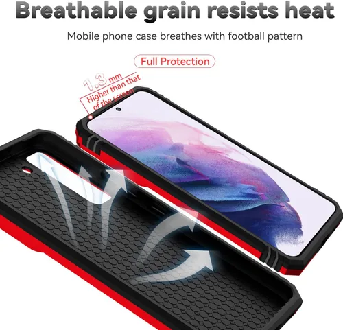 Miniatura 9 de Funda para Samsung Galaxy S22 con cubierta para lente de cámara, protector de pantalla HD, doble capa de grado militar probada contra caídas, Rojo