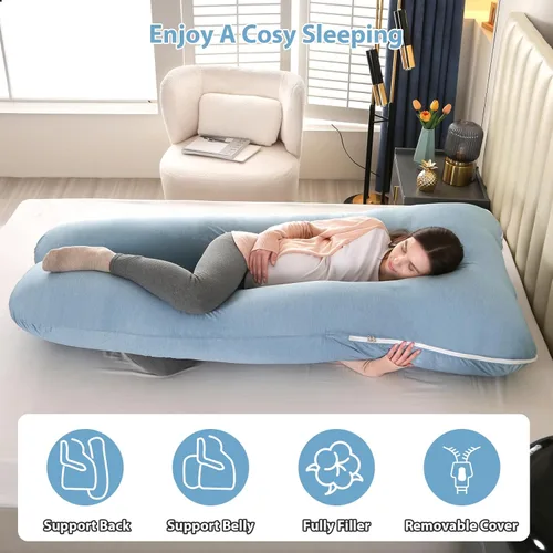 Miniatura 3 de Amagoing - Almohada de embarazo refrescante para dormir, almohada de maternidad en forma de U de cuerpo completo para mujeres con dolor de cadera