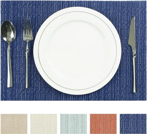 Miniatura 13 de AHHFSMEI Manteles individuales para mesa de comedor, juego de 4, manteles individuales de vinilo tejido de plástico, antideslizantes, aislamiento