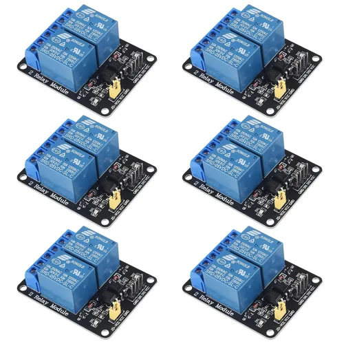 Módulo de relé de estado sólido de 6 piezas, disparador de nivel alto/bajo, 5V, 2 canales para equipos de automatización de control