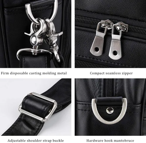 Miniatura 5 de Augus Maletín de Cuero Genuino para Viaje de Negocios, Bolsas Duffel para Hombre, Bolsa para Laptop que se ajusta a portátiles de 15.6 pulgadas