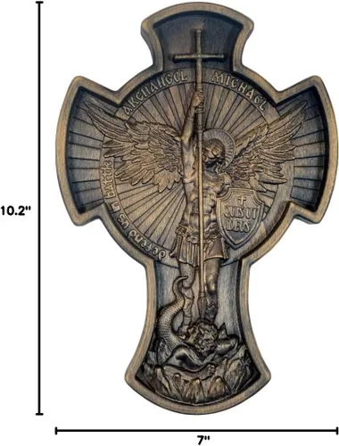 Miniatura 6 de Royal Wooden Collection Cruz de pared Guardián Arcángel Miguel icono colgante tallado en madera cristiana idea de regalo para hombres