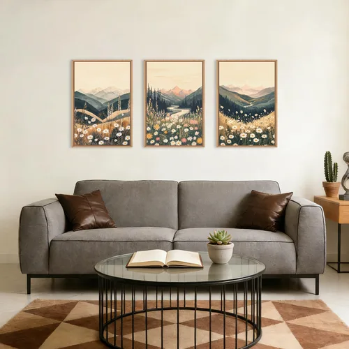 Miniatura 34 de Arte de Pared de Lienzo Enmarcado con Grandes Pinceladas Abstractas, Decoración de Pared Azul Marino Neutro, Pintura de Pared Moderna en Tonos