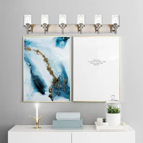 Miniatura 3 de Lámpara de tocador de baño sobre espejo, lámparas de pared de baño negras, iluminación moderna con pantalla de vidrio transparente, aplique de pared
