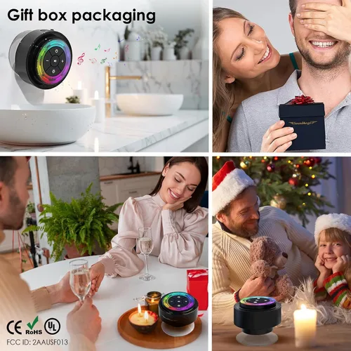 Miniatura 9 de SoundAngel Mate (2.ª generación) Altavoz de ducha Bluetooth, certificado IPX7 impermeable, sonido cristalino de 8W y graves ricos, 12H de Luz