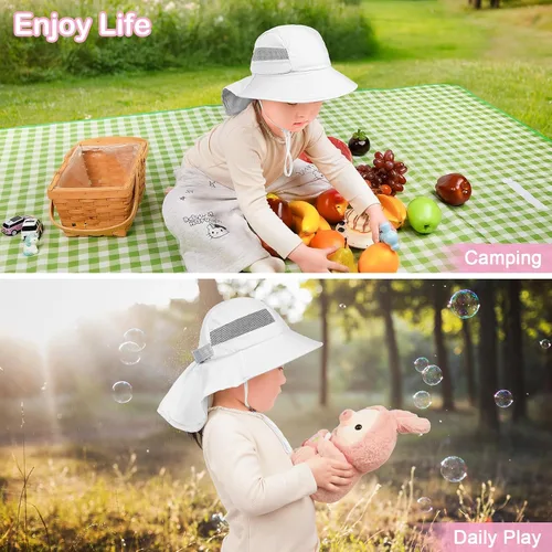 Miniatura 157 de Sombrero de sol para niños, protección UV, unicornio, verano, playa, jugar con ala ancha, solapa para el cuello para niñas y niños