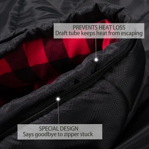 Miniatura 4 de HiZYNICE - Saco de dormir para clima frío 100% franela de algodón XXL para adultos grandes y altos, con bolsa de compresión gratis