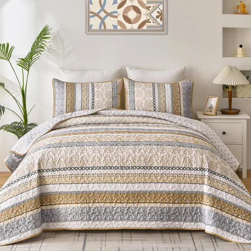 Miniatura 18 de WONGS BEDDING Juego de Edredón Boho Tamaño Full, Juego de Edredones Bohemios Grises de 3 Piezas, Juego de Ropa de Cama Cubrecama de Microfibra