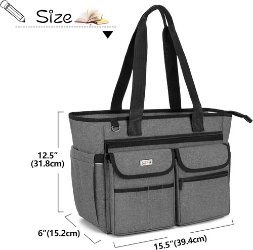 Miniatura 15 de LoDrid Bolsa para profesores con almohadilla inferior, capa de almacenamiento separada para laptop (hasta 15.6 pulgadas), bolsas para profesores