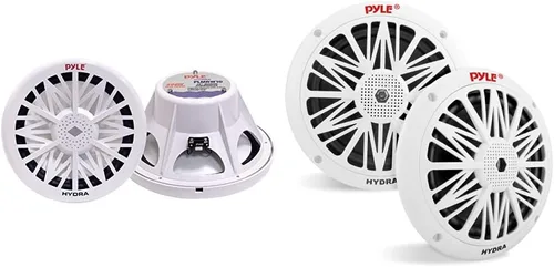 Pyle Altavoces marinos duales de 6.5 pulgadas y subwoofer de audio marino para exteriores de 8 pulgadas | Sistema de sonido estéreo impermeable y