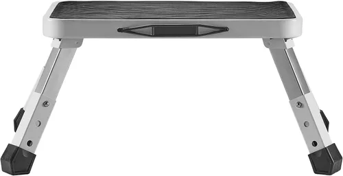 Miniatura 9 de VEVOR Escalera plegable de acero de 1 escalón de 330 libras de capacidad, altura ajustable, taburete antideslizante y resistente para adultos, niños