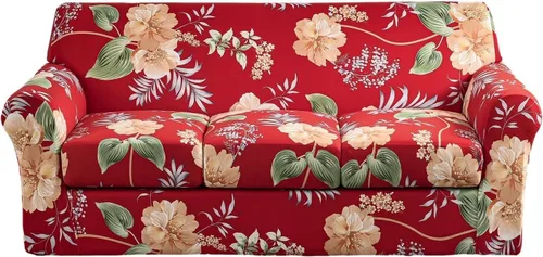 Miniatura 87 de Fundas elásticas para sofá de 1/2/3 cojines, funda estampada con fundas de cojín de asiento separadas, fundas de sofá lavables, protector de muebles
