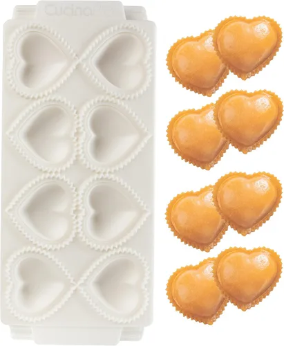 Miniatura 9 de Mini moldes para raviolis de corazón de 2 pulgadas, máquina de pasta rellena casera, bandeja de 2 piezas y prensa para 8 raviolis rellenos, juego
