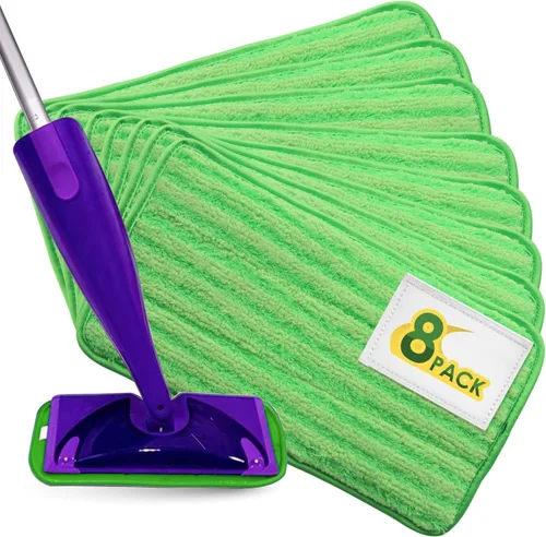 Almohadillas reutilizables para mopa de piso, paquete de 8 repuestos compatibles con Swiffer Wet Jet, lavables a máquina, almohadillas húmedas de