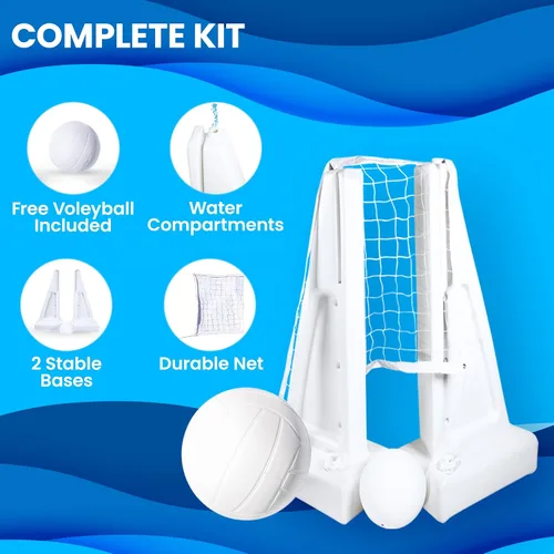 Miniatura 7 de SWIMLINE Juego original de red de voleibol de piscina con pelota ajustable de hasta 34 pies de ancho para niños y adultos 2 bases estables