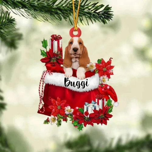 Miniatura 131 de Perro Akita Inu personalizado en bolsa de regalo, adorno de Navidad, nombre personalizado, regalo para amantes de los perros, familia, Navidad