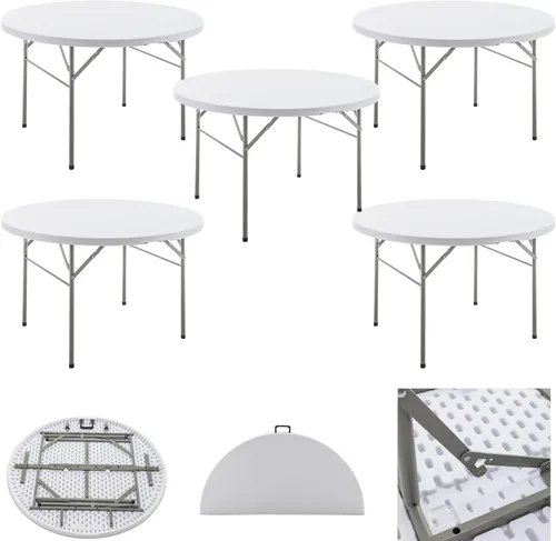 Miniatura 18 de BTEXPERT Juego de 2, mesa plegable de utilidad de 4 pies, ligera, altura ajustable, portátil, con asa de transporte, para interiores y exteriores