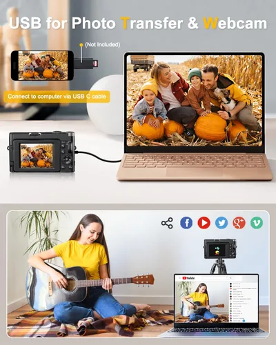 Miniatura 7 de Cámara digital, cámara digital compacta para adolescentes y adultos, para viajes, cámara de vlogging para fotografía