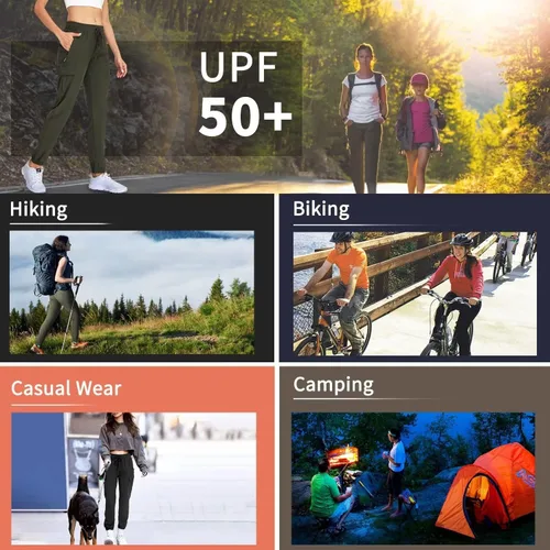 Miniatura 5 de Pantalones deportivos tipo cargo ligeros para mujer, de secado rápido, UPF50+, pantalones deportivos casuales de entrenamiento al aire libre