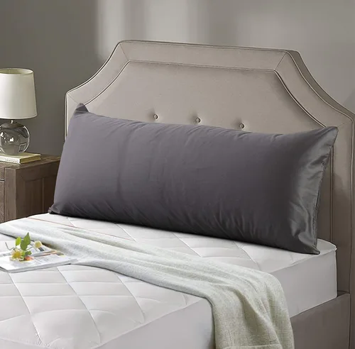 Miniatura 3 de Evolive Nueva Funda de Almohada Corporal de Hilo 300TC 100% Algodón con Cierre de Cremallera Oculto 21"x54" (Gris Carbón)