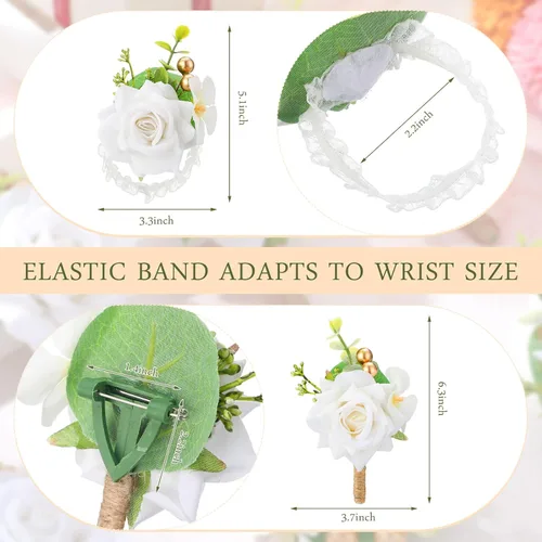 Miniatura 7 de Sherr Juego de 20 ramilletes de rosas negras y boutonnier para boda, ramillete de flores para boda, pulsera de pulsera para novio, para hombre, flor