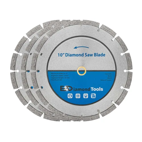 Miniatura 13 de Hoja de sierra de diamante segmentada de 4 "para hormigón, ladrillo, bloque y mampostería, altura de segmento de 0.394 in, eje de 7/8"-5/8