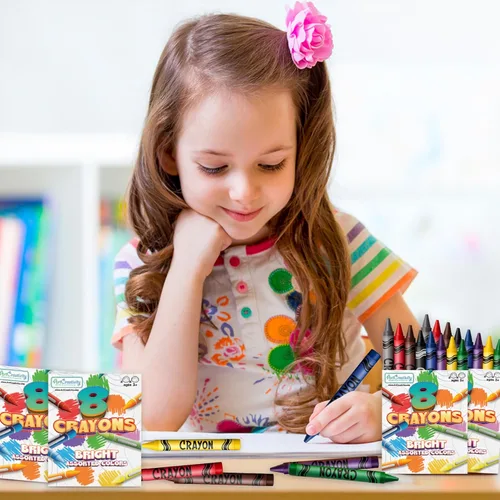 Miniatura 7 de ArtCreativity Paquetes de crayones a granel, 24 juegos de 8 paquetes de crayones (192 unidades), crayones de aula para estudiantes, recuerdos