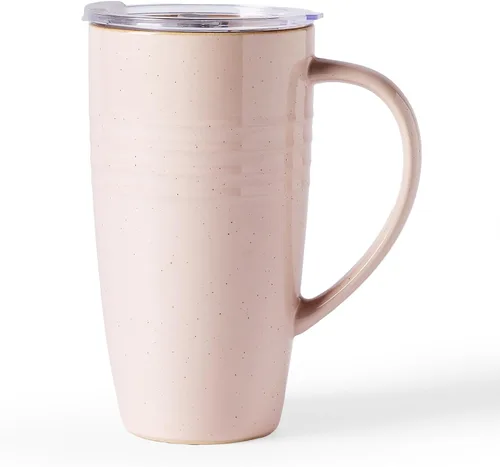 Miniatura 12 de famiware Jupiter - Taza de café grande de 20 onzas con tapa, taza de cerámica con asa para café con leche, té, cacao, leche, hogar y oficina, apta