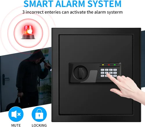 Miniatura 7 de Caja fuerte de 2.3 pies cúbicos a prueba de fuego para USO DOMÉSTICO, caja fuerte de seguridad digital con teclado programable y llaves de repuesto