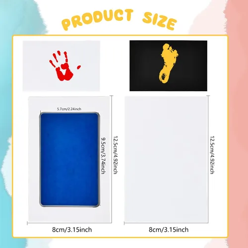 Miniatura 2 de Juego de 12 almohadillas de tinta para huellas de manos y huellas de bebé, kit de almohadillas de tinta de sello de huellas de perro Clean Touch