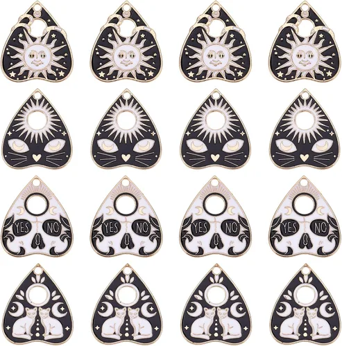 Miniatura 7 de SUNNYCLUE Encantos Ouija, aleación, No es una piedra preciosa 1 caja de 24 dijes esmaltados Ouijas en tono plateado