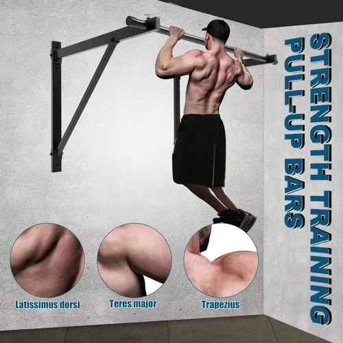 Miniatura 2 de Barra de pull up para montar en la pared, 50 pulgadas, para ejercitar, 500 libras