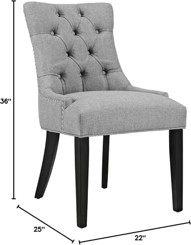 Miniatura 3 de Modway Regent Modern - Silla auxiliar de comedor, elegante tapizada con botones y ribete de cabeza de clavo, color gris claro