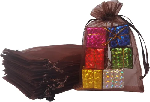 Miniatura 21 de Bolsas de regalo de organza de 4 x 6 pulgadas con cordón para joyas, dulces, paquetes de 50 bolsas de té de tela transparente azul aguamarina
