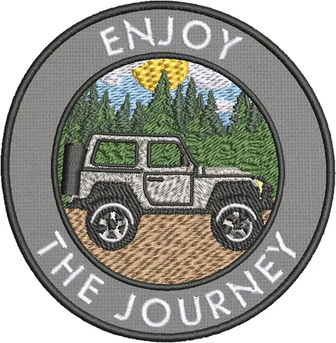 Enjoy The Journey Forest Sunset - Parche bordado gris de primera calidad para planchar y coser, para amantes de la naturaleza al aire libre,