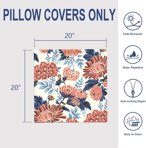 Miniatura 860 de Juego de 2 almohadas para exteriores de 16 x 16 pulgadas, repelentes al agua con interiores, para muebles de patio, hogar, jardín, geometría bohemia