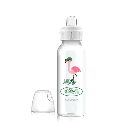 Miniatura 12 de Dr. Brown's Milestones - Botella estrecha para sorber con pico blando 100% de silicona, 8 onzas/250mL, a partir de 6 meses, Fox & Lion, paquete de 2
